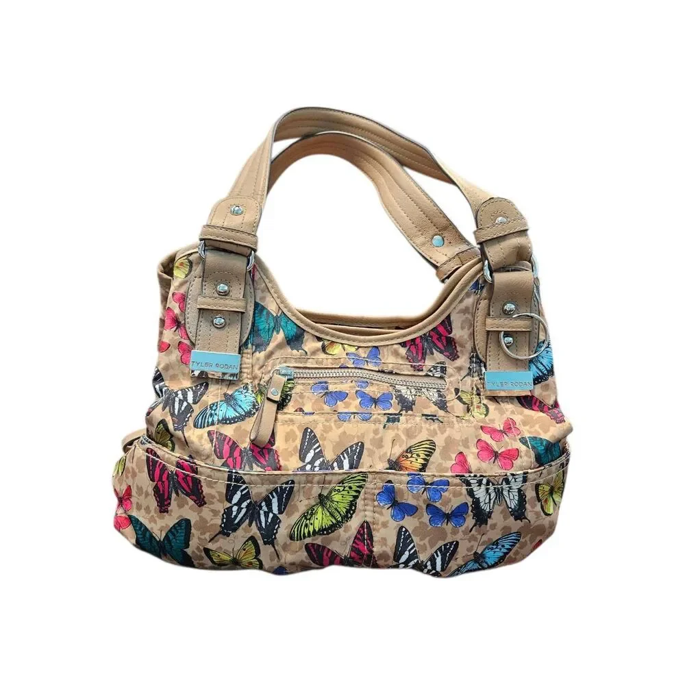 Tyler Rodan Butterfly Purse Shoulder Bag Medium sized Tan - Picture 2 of 14
